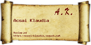 Acsai Klaudia névjegykártya