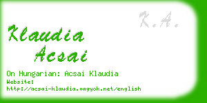 klaudia acsai business card